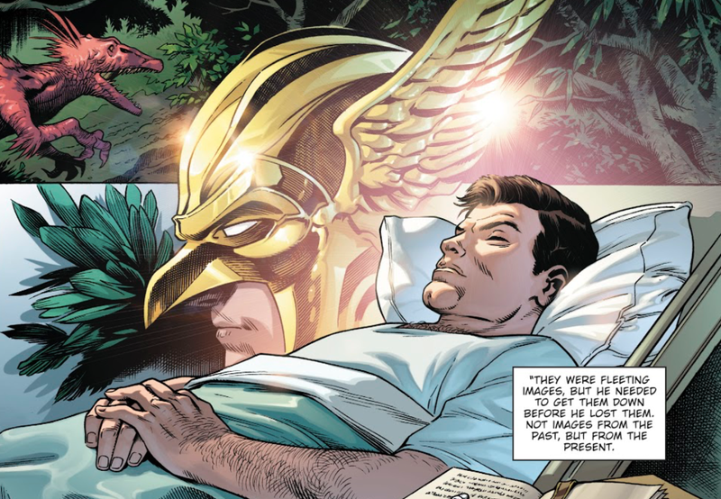 Hawkman recuperating.